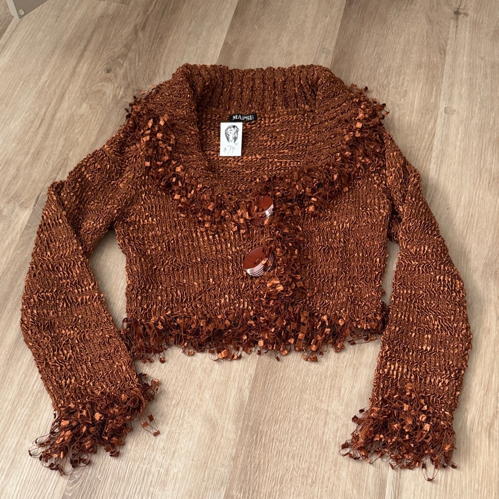 Vtg Mapsi Copper Knit Women's Cardigan
